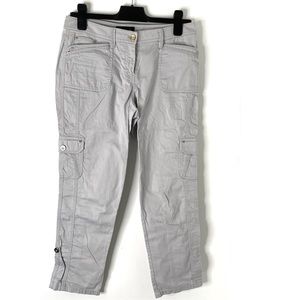 White House Black Market Grey Crop Utility Cargo Pants Rhinestone Stretch Fit